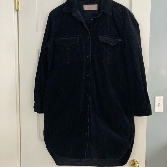 Zara | Black Corduroy Long Coat - Picture 2 of 8